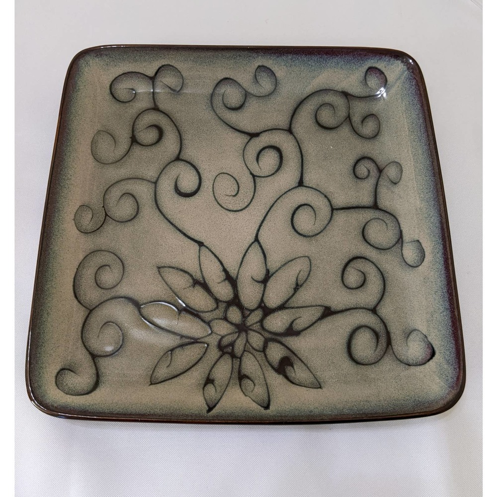 Roscher OLIVIA SQUARE Dinner Plate 10.5" Floral swirl nice excellent